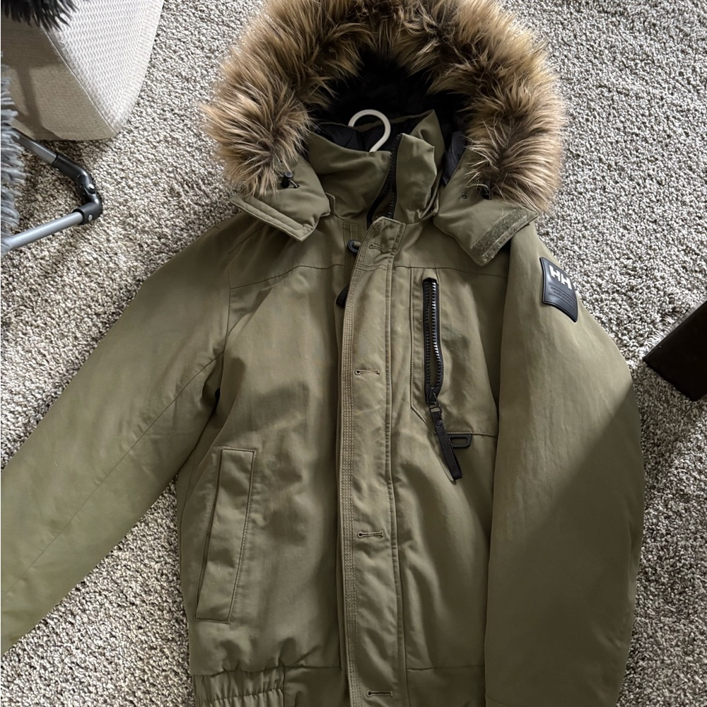 Helly Hansen Olive Ski & Snow Jacket with Fur Hood